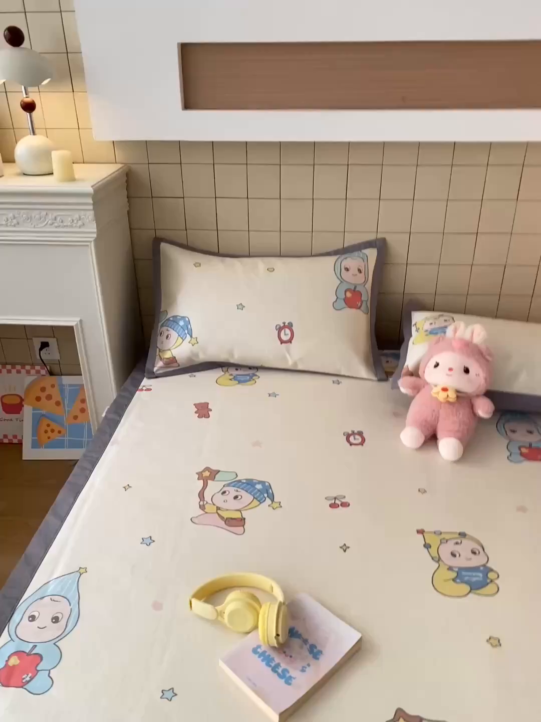 91家纺网 家纺一手货源 找家纺 金盛纺 2026新款A类数码印花冰丝席(可定制)-床席款 星星仔