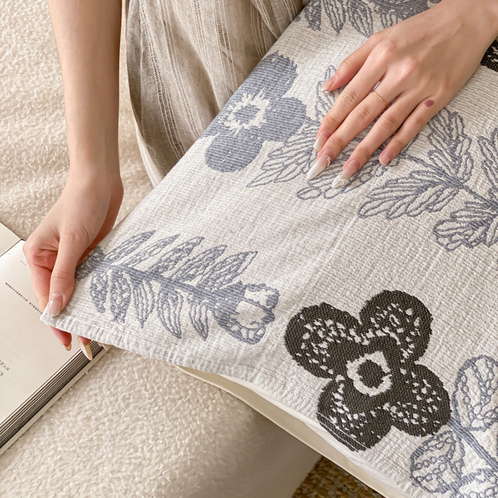 91家纺网 家纺一手货源 找家纺 麻依 2026新款四层纱布亚麻枕巾棉麻 清涧月