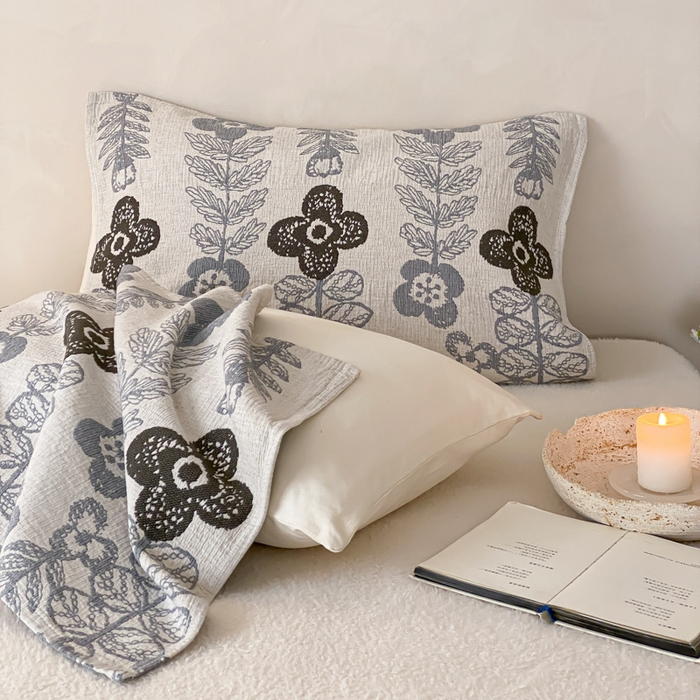 91家纺网 家纺一手货源 找家纺 麻依 2026新款四层纱布亚麻枕巾棉麻 清涧月