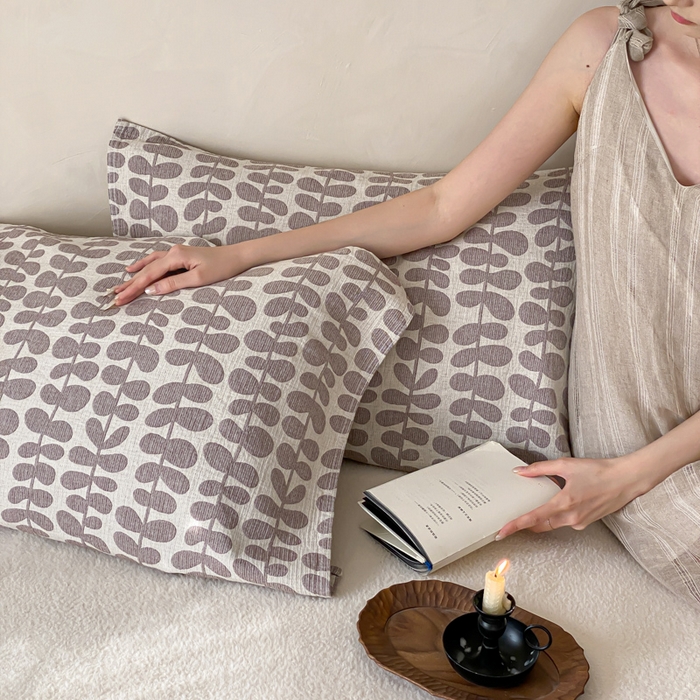 91家纺网 家纺一手货源 找家纺 麻依 2026新款四层纱布亚麻枕巾棉麻 清野