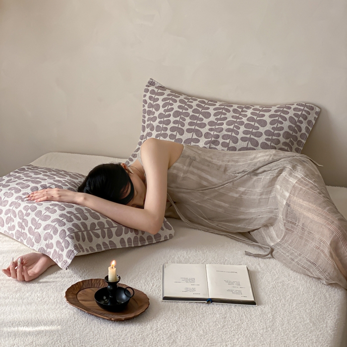 91家纺网 家纺一手货源 找家纺 麻依 2026新款四层纱布亚麻枕巾棉麻 清野