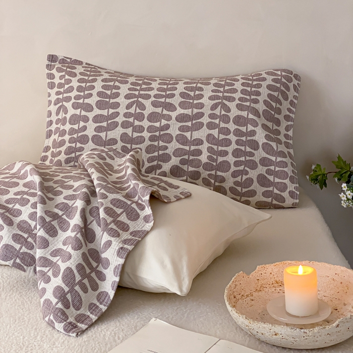 91家纺网 家纺一手货源 找家纺 麻依 2026新款四层纱布亚麻枕巾棉麻 清野