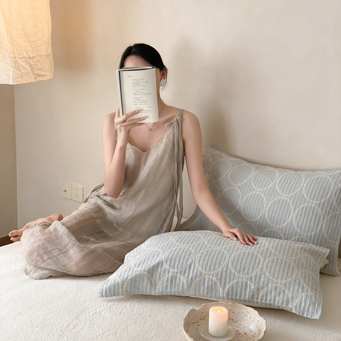 91家纺网 家纺一手货源 找家纺 麻依 2026新款四层纱布亚麻枕巾棉麻 源梦