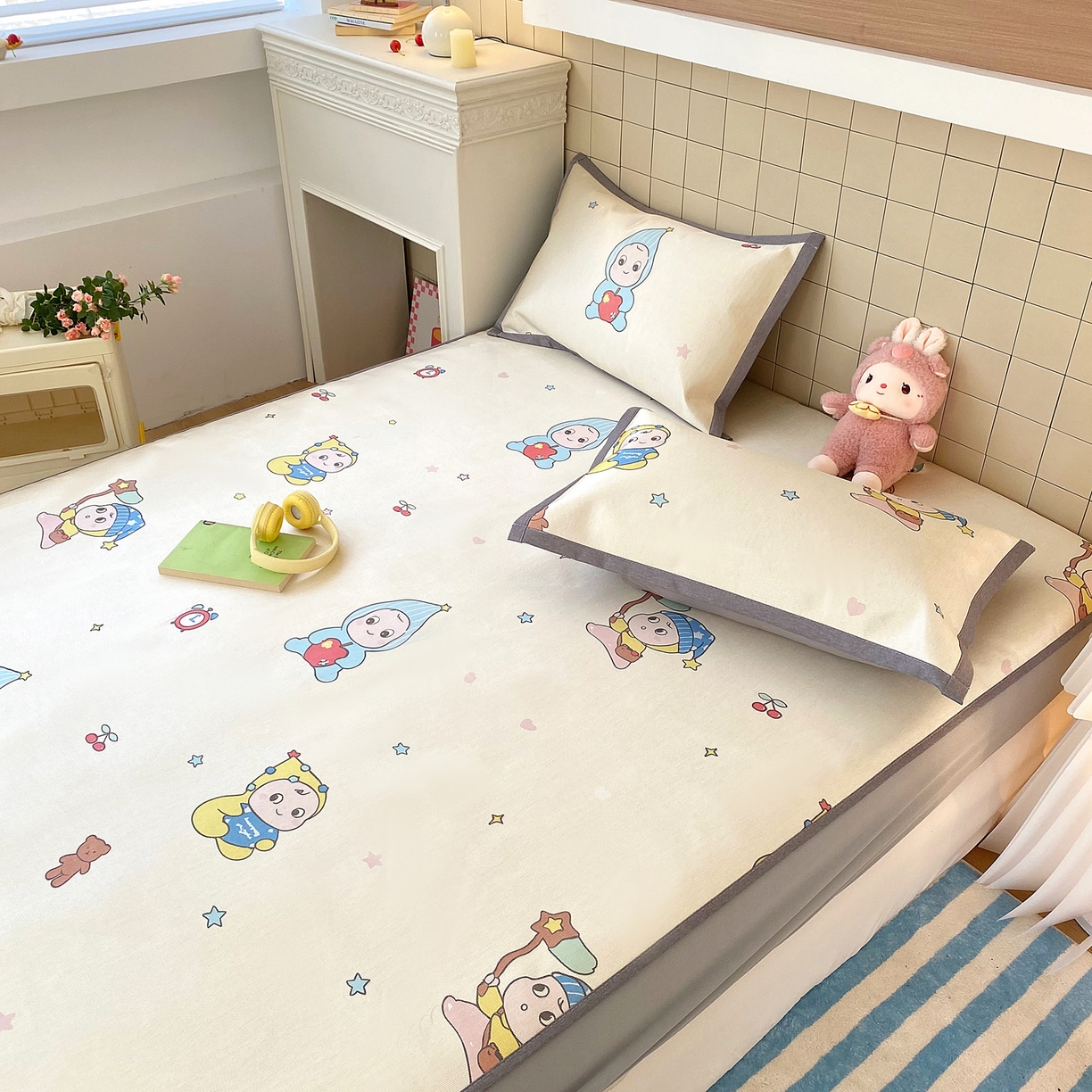 91家纺网 家纺一手货源 找家纺 （总）金盛纺 2026新款A类数码印花冰丝席(可定制)-床笠款