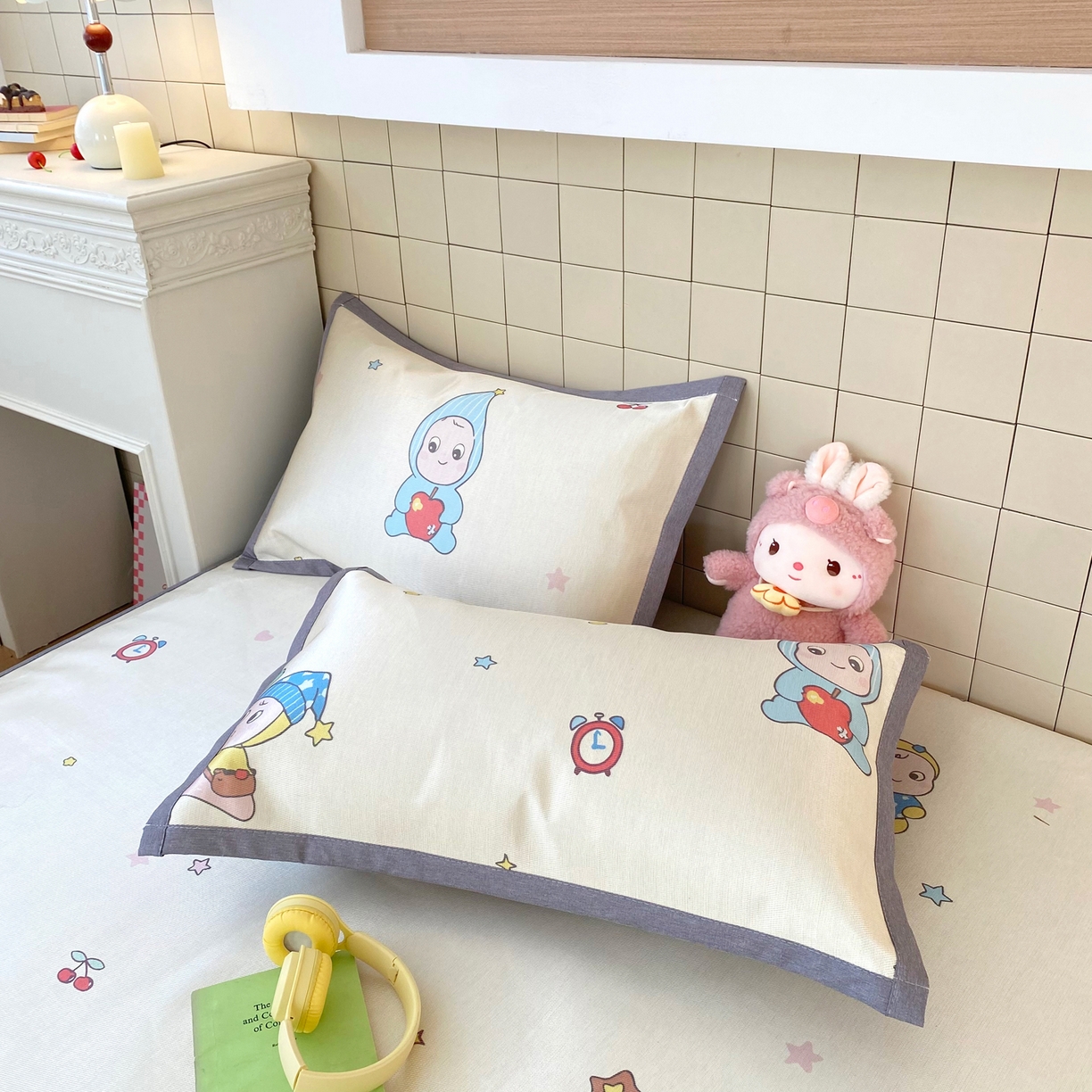 91家纺网 家纺一手货源 找家纺 金盛纺 2026新款A类数码印花冰丝席(可定制)-床笠款 星星仔