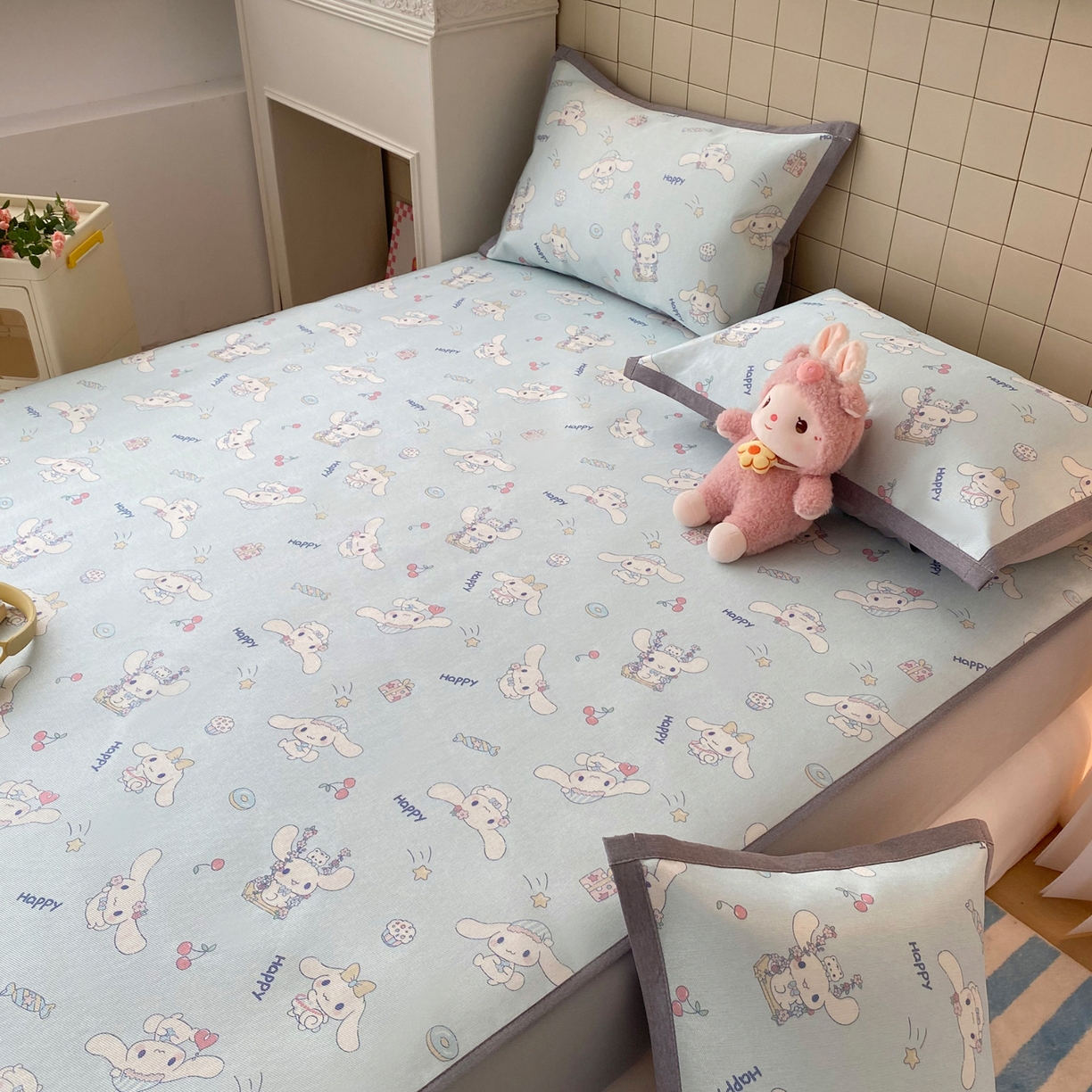 91家纺网 家纺一手货源 找家纺 金盛纺 2026新款A类数码印花冰丝席(可定制)-床笠款 桂闲风