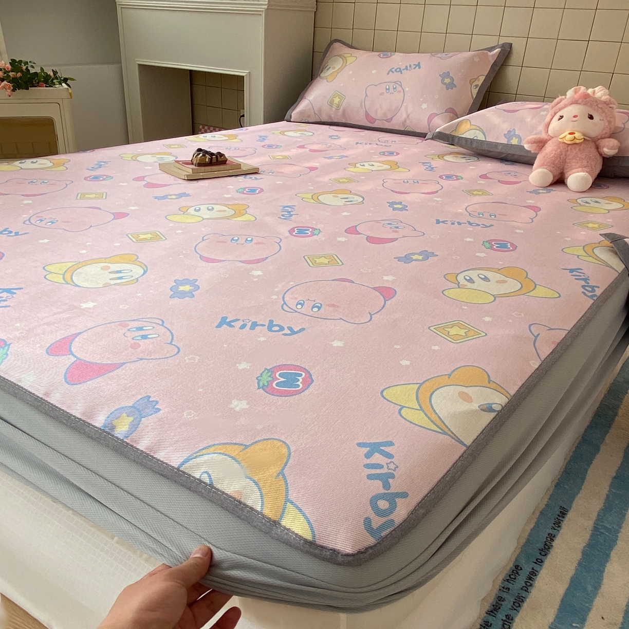 91家纺网 家纺一手货源 找家纺 金盛纺 2026新款A类数码印花冰丝席(可定制)-床笠款 泡泡嘟嘟