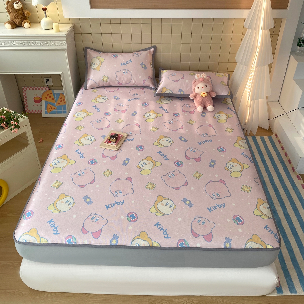 金盛纺 2026新款A类数码印花冰丝席(可定制)-床笠款 泡泡嘟嘟