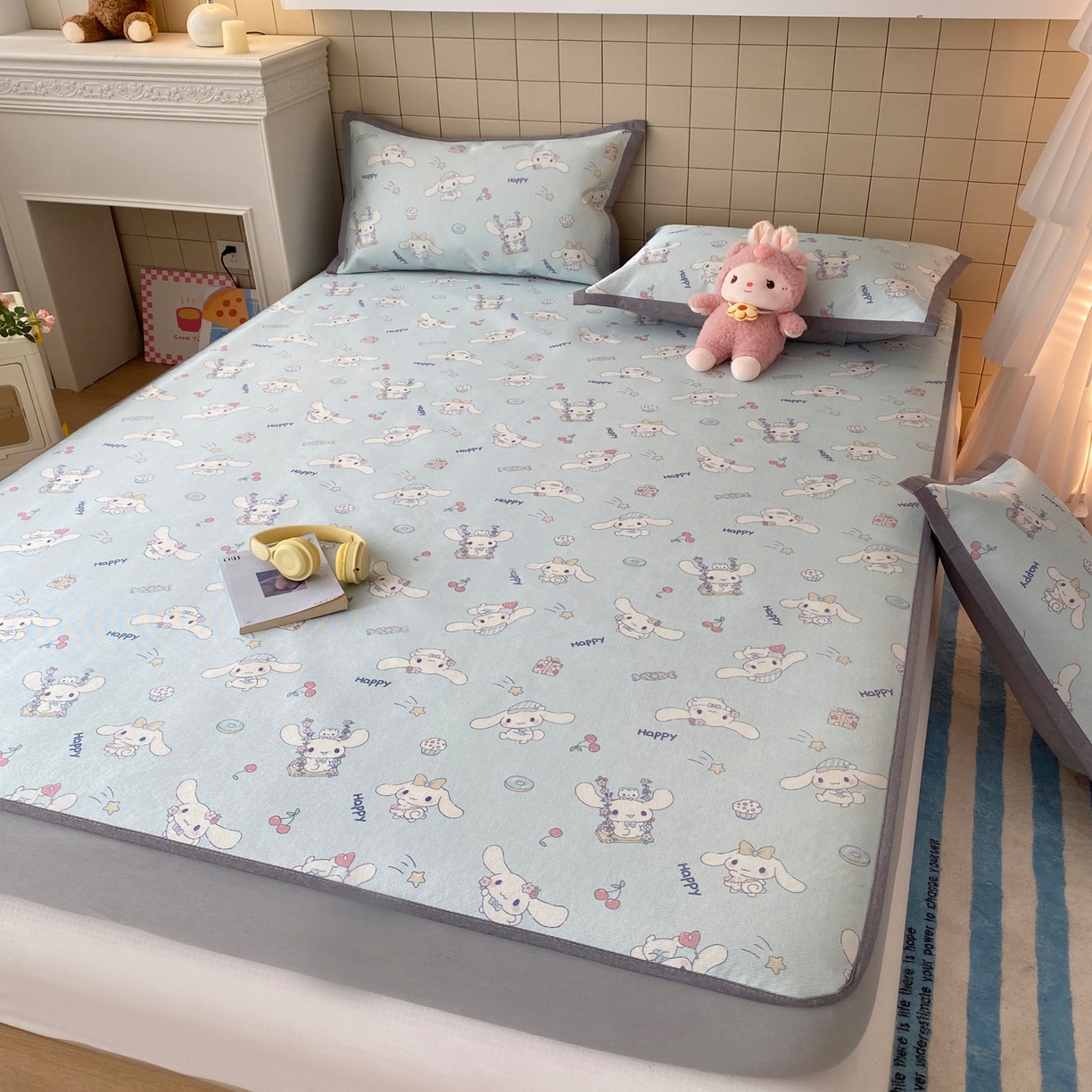 91家纺网 家纺一手货源 找家纺 金盛纺 2026新款A类数码印花冰丝席(可定制)-床笠款 桂闲风