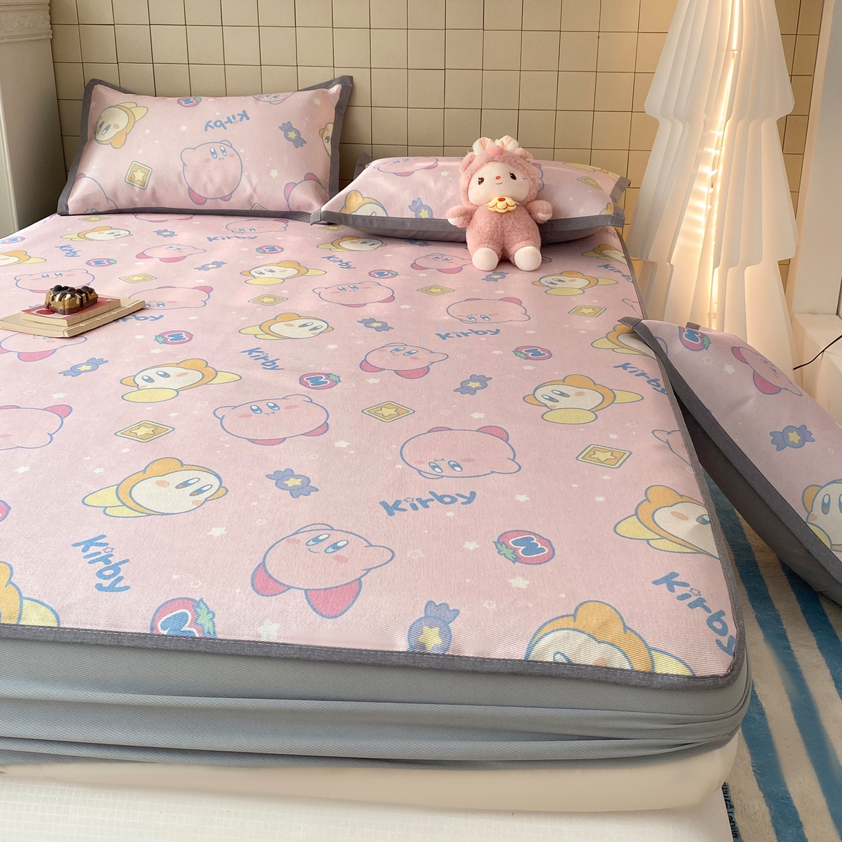 91家纺网 家纺一手货源 找家纺 金盛纺 2026新款A类数码印花冰丝席(可定制)-床笠款 泡泡嘟嘟