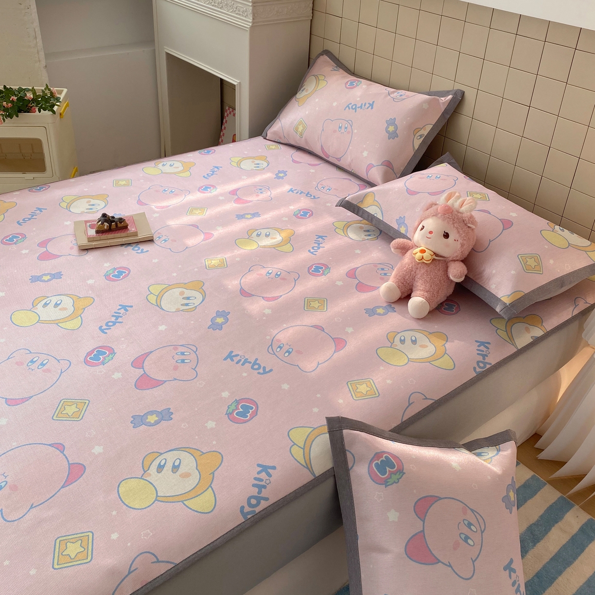 91家纺网 家纺一手货源 找家纺 金盛纺 2026新款A类数码印花冰丝席(可定制)-床笠款 泡泡嘟嘟