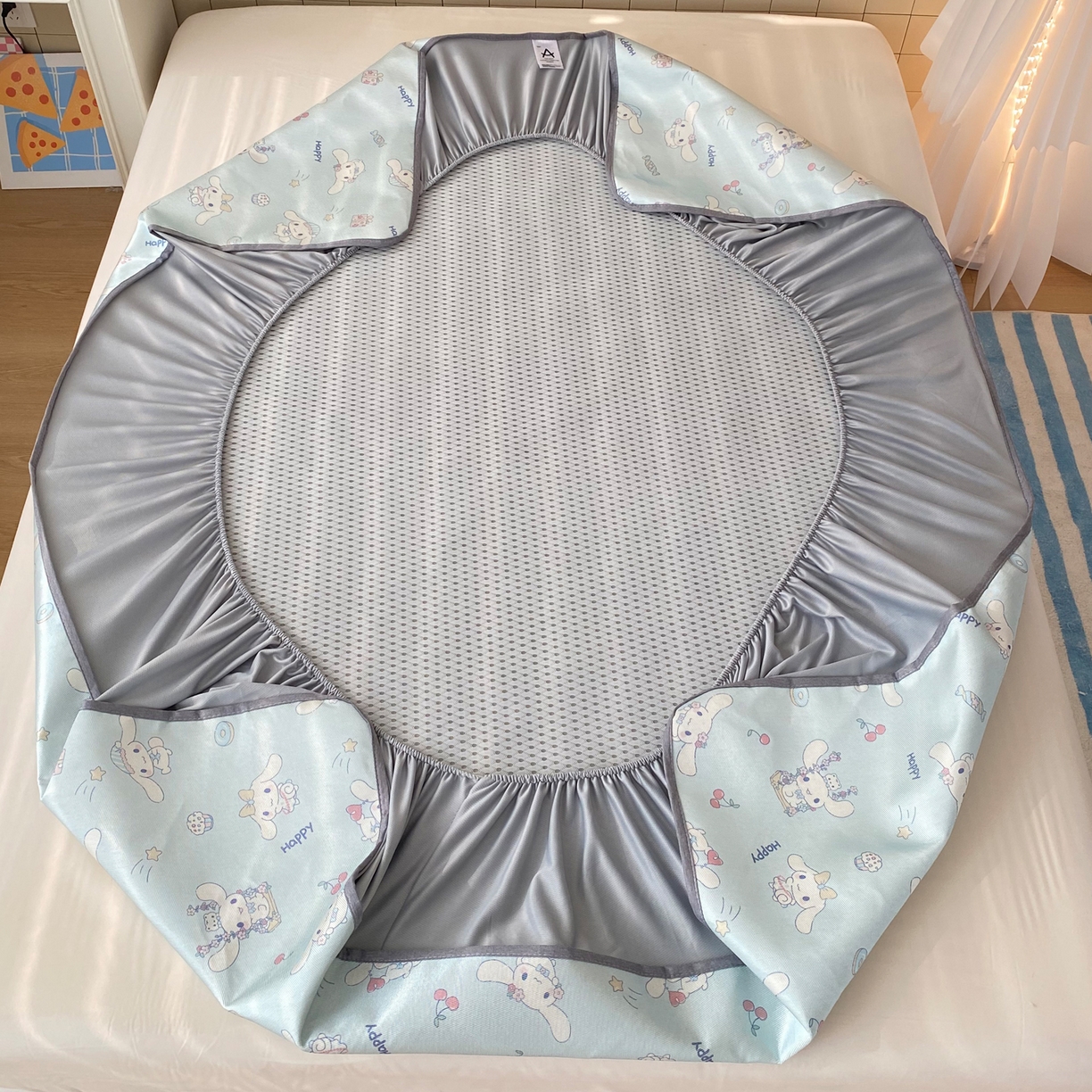 91家纺网 家纺一手货源 找家纺 金盛纺 2026新款A类数码印花冰丝席(可定制)-床笠款 桂闲风