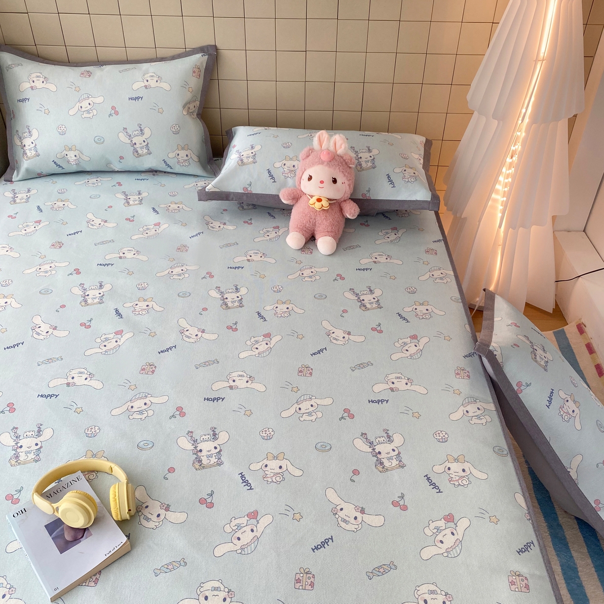 91家纺网 家纺一手货源 找家纺 金盛纺 2026新款A类数码印花冰丝席(可定制)-床笠款 桂闲风