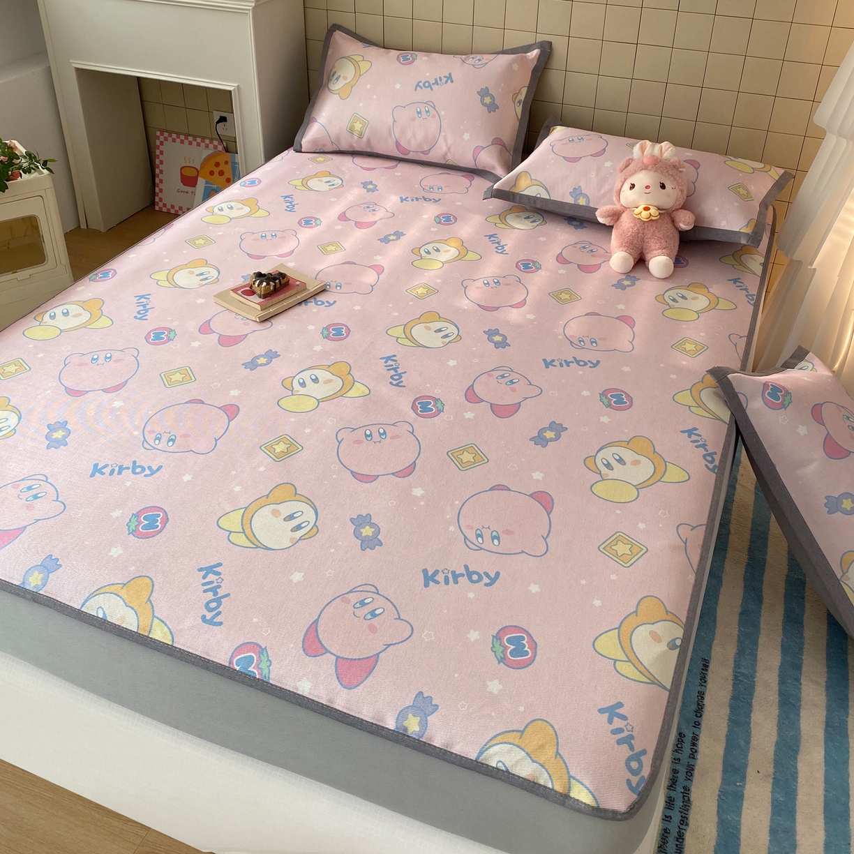 91家纺网 家纺一手货源 找家纺 金盛纺 2026新款A类数码印花冰丝席(可定制)-床笠款 泡泡嘟嘟