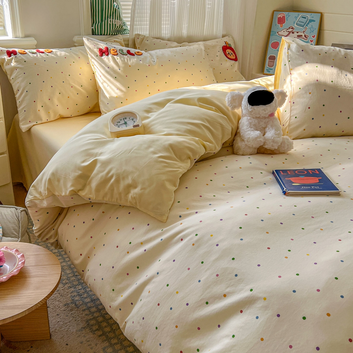 91家纺网 家纺一手货源 找家纺 一比一家纺 2026新款仿棉毛巾绣四件套 星星苹果