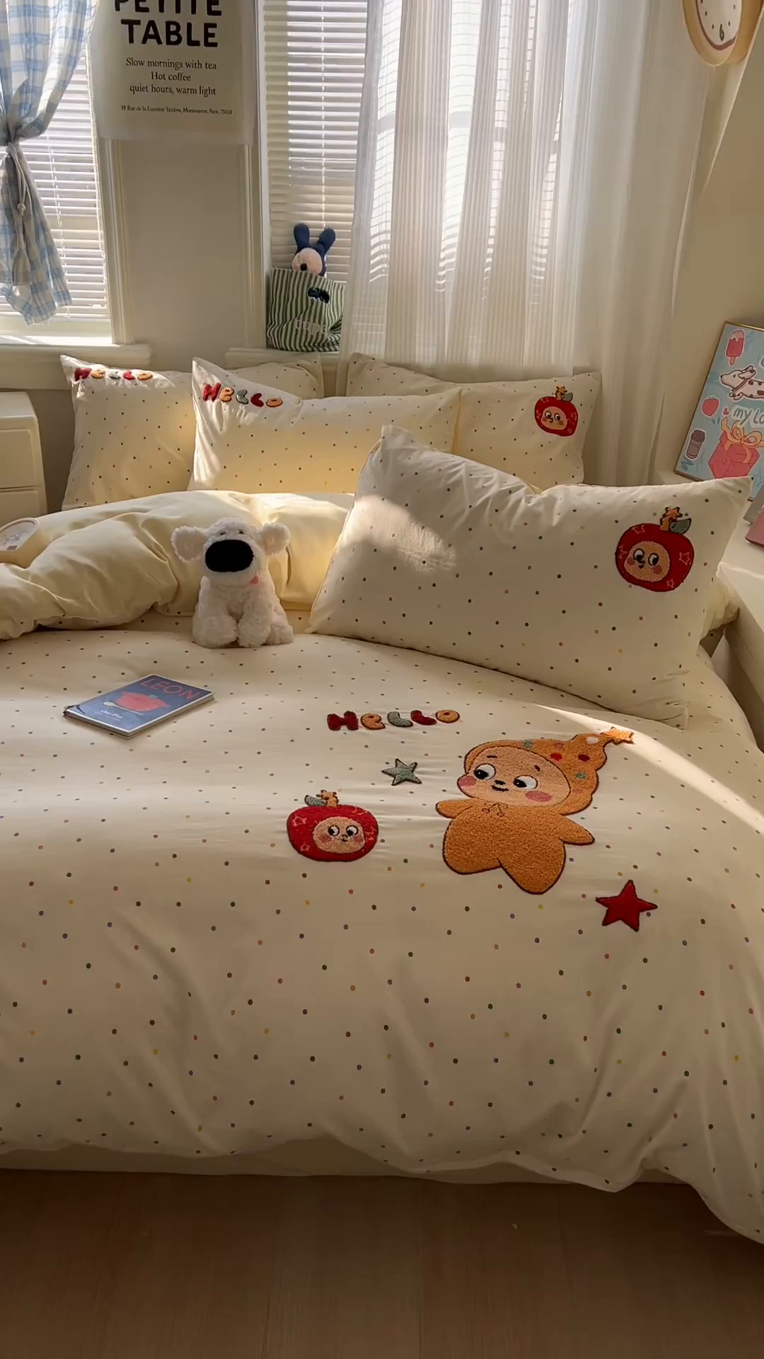 91家纺网 家纺一手货源 找家纺 一比一家纺 2026新款仿棉毛巾绣四件套 星星苹果