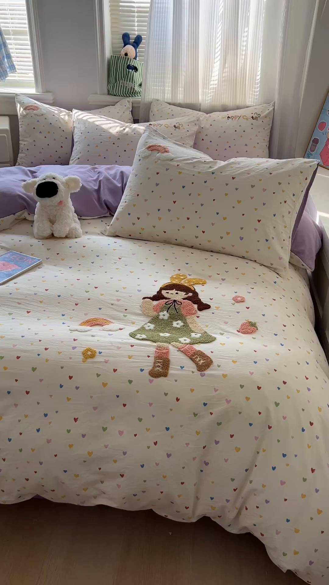 91家纺网 家纺一手货源 找家纺 一比一家纺 2026新款仿棉毛巾绣四件套 紫心少女