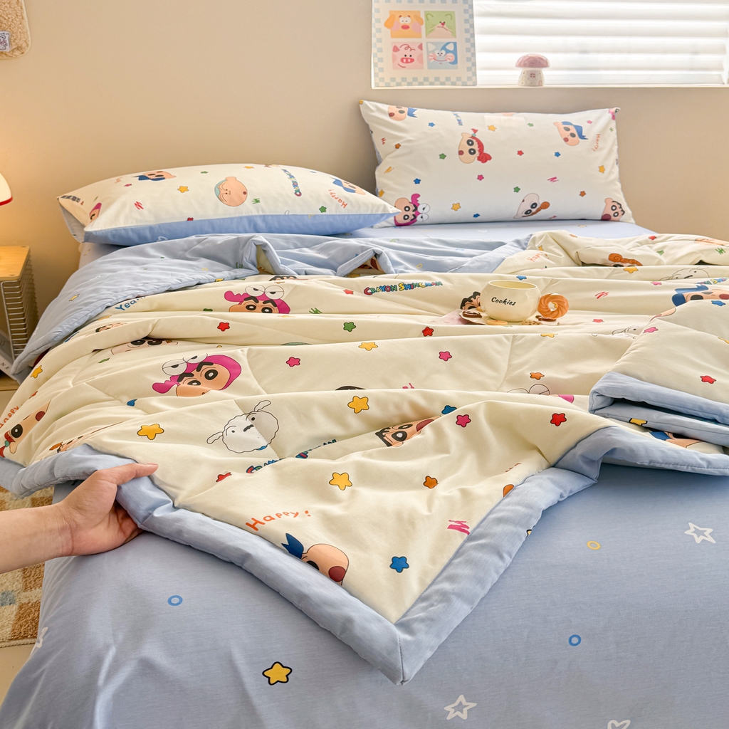 91家纺网 家纺一手货源 找家纺 （总）沐辰 2026春夏新款A类三丽鸥蜡笔小新全棉棉花夏被夏凉被空调被