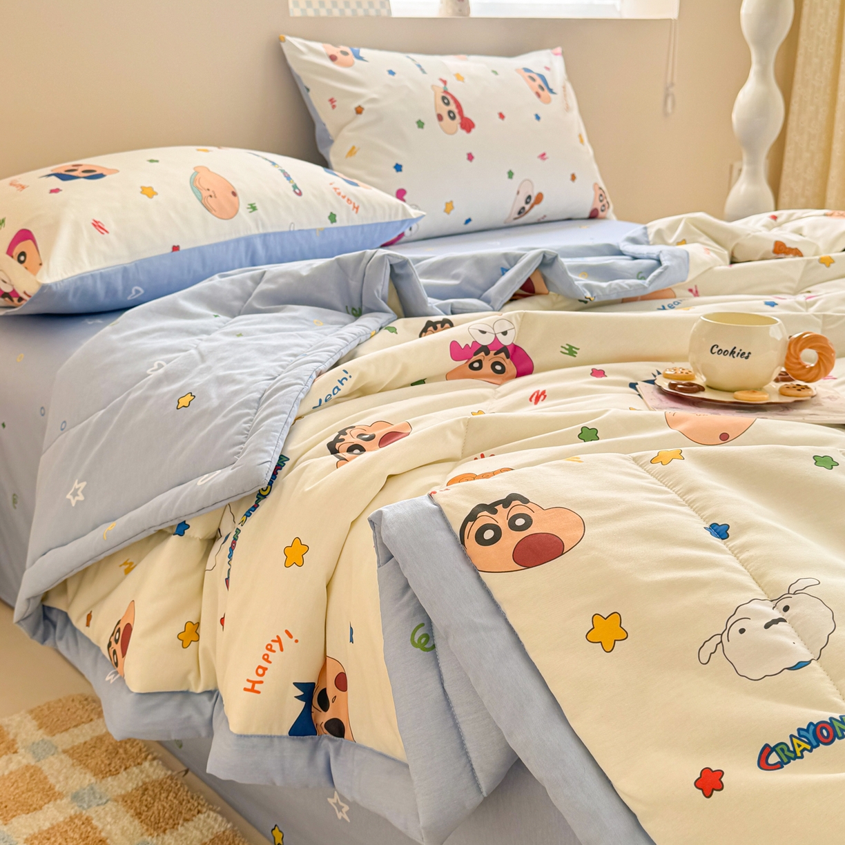 91家纺网 家纺一手货源 找家纺 （总）沐辰 2026春夏新款A类三丽鸥蜡笔小新全棉棉花夏被夏凉被空调被