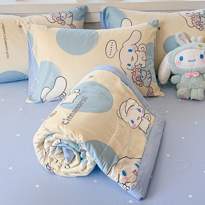 91家纺网 家纺一手货源 找家纺 沐辰 2026春夏新款A类三丽鸥蜡笔小新全棉棉花夏被夏凉被空调被 玉桂狗