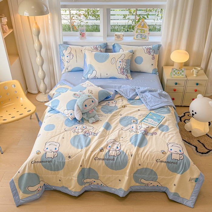 91家纺网 家纺一手货源 找家纺 沐辰 2026春夏新款A类三丽鸥蜡笔小新全棉棉花夏被夏凉被空调被 玉桂狗