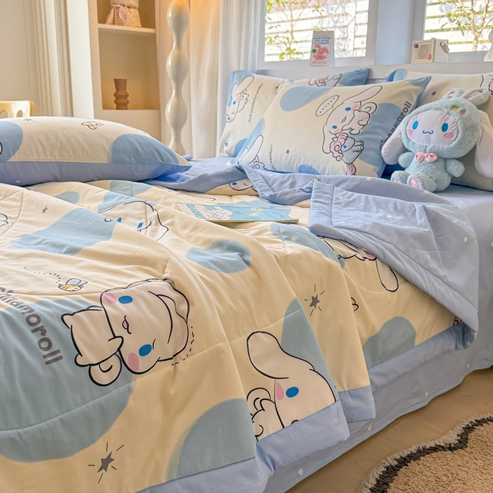 91家纺网 家纺一手货源 找家纺 沐辰 2026春夏新款A类三丽鸥蜡笔小新全棉棉花夏被夏凉被空调被 玉桂狗