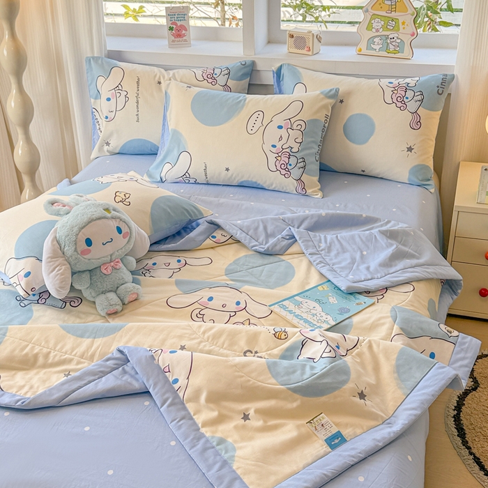 91家纺网 家纺一手货源 找家纺 沐辰 2026春夏新款A类三丽鸥蜡笔小新全棉棉花夏被夏凉被空调被 玉桂狗