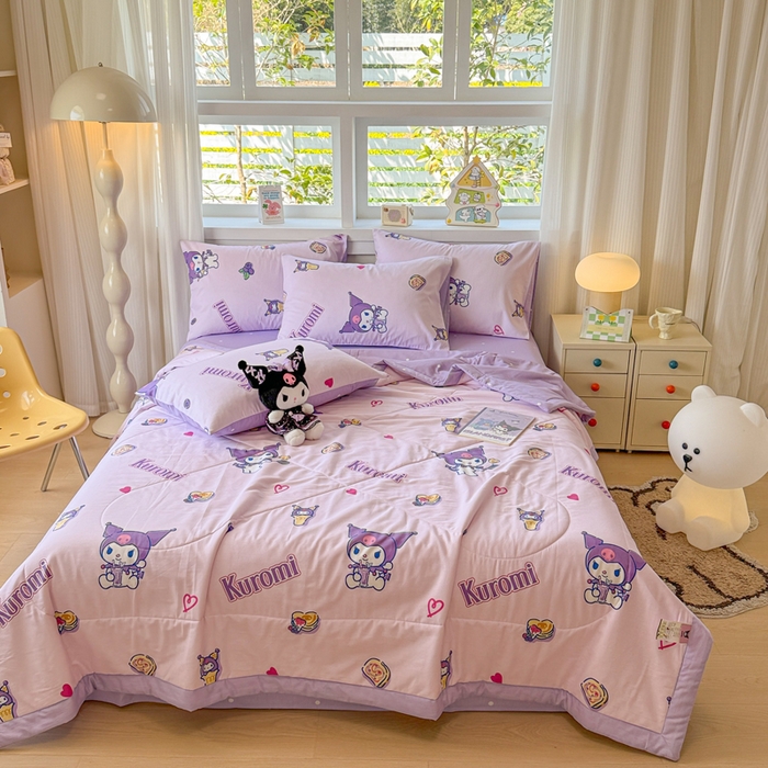 91家纺网 家纺一手货源 找家纺 沐辰 2026春夏新款A类三丽鸥蜡笔小新全棉棉花夏被夏凉被空调被 甜心库洛米