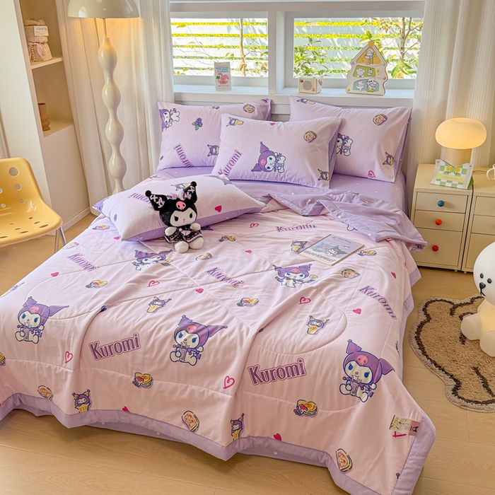 91家纺网 家纺一手货源 找家纺 沐辰 2026春夏新款A类三丽鸥蜡笔小新全棉棉花夏被夏凉被空调被 甜心库洛米