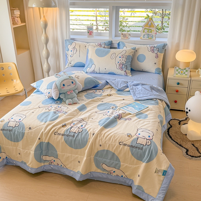 91家纺网 家纺一手货源 找家纺 沐辰 2026春夏新款A类三丽鸥蜡笔小新全棉棉花夏被夏凉被空调被 玉桂狗