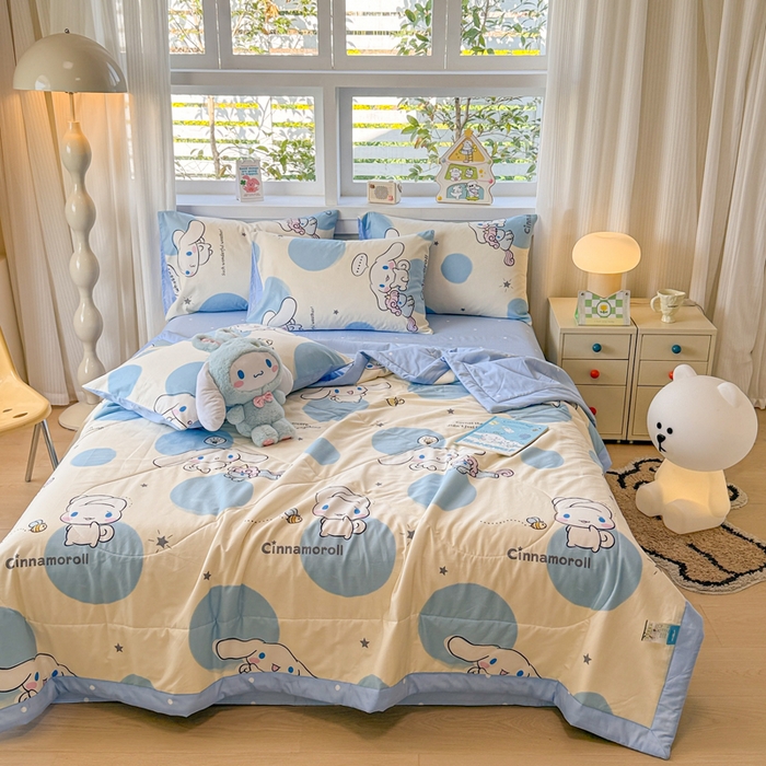 91家纺网 家纺一手货源 找家纺 沐辰 2026春夏新款A类三丽鸥蜡笔小新全棉棉花夏被夏凉被空调被 玉桂狗