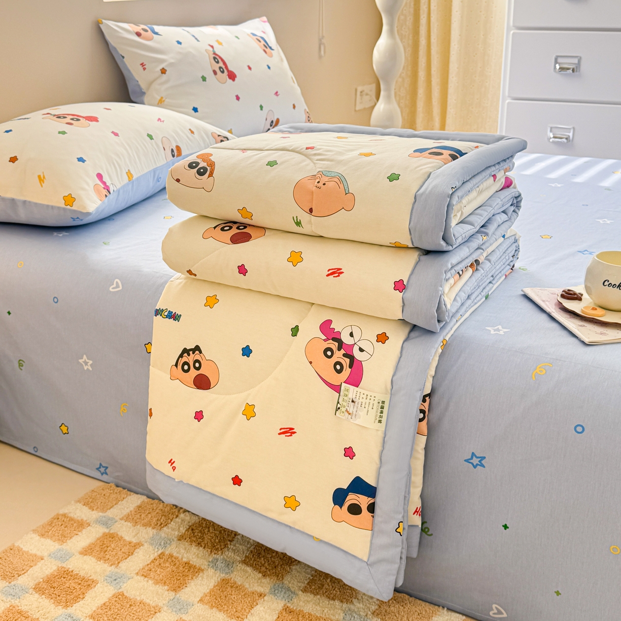 沐辰 2026春夏新款A类三丽鸥蜡笔小新全棉棉花夏被夏凉被空调被 双叶幼稚园