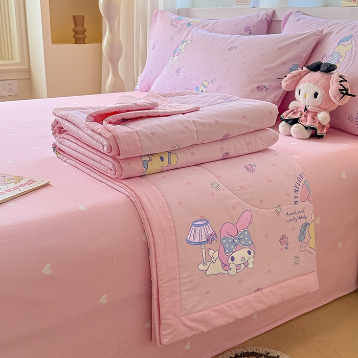 沐辰 2026春夏新款A类三丽鸥蜡笔小新全棉棉花夏被夏凉被空调被 开心美乐蒂