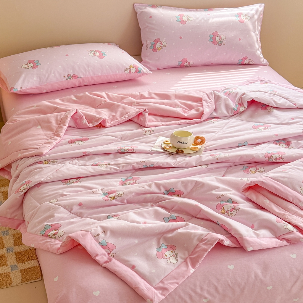 91家纺网 家纺一手货源 找家纺 沐辰 2026春夏新款A类三丽鸥蜡笔小新全棉棉花夏被夏凉被空调被 闪亮美乐蒂