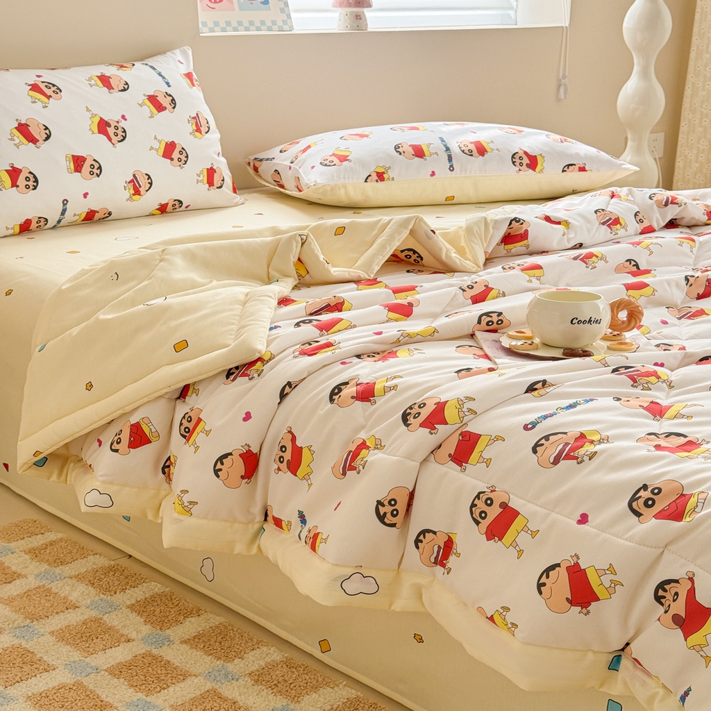 91家纺网 家纺一手货源 找家纺 沐辰 2026春夏新款A类三丽鸥蜡笔小新全棉棉花夏被夏凉被空调被 调皮小新