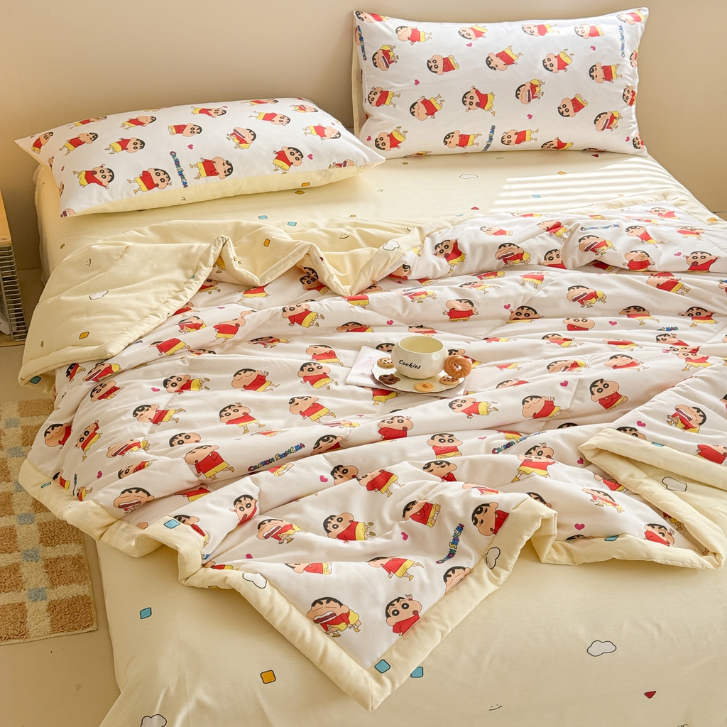 91家纺网 家纺一手货源 找家纺 沐辰 2026春夏新款A类三丽鸥蜡笔小新全棉棉花夏被夏凉被空调被 调皮小新