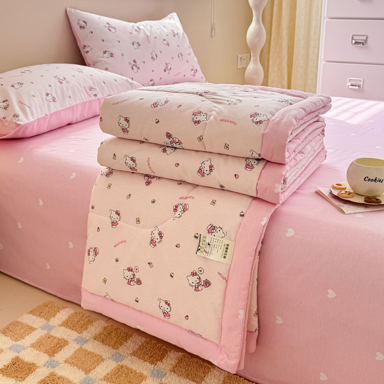 沐辰 2026春夏新款A类三丽鸥蜡笔小新全棉棉花夏被夏凉被空调被 粉甜日记