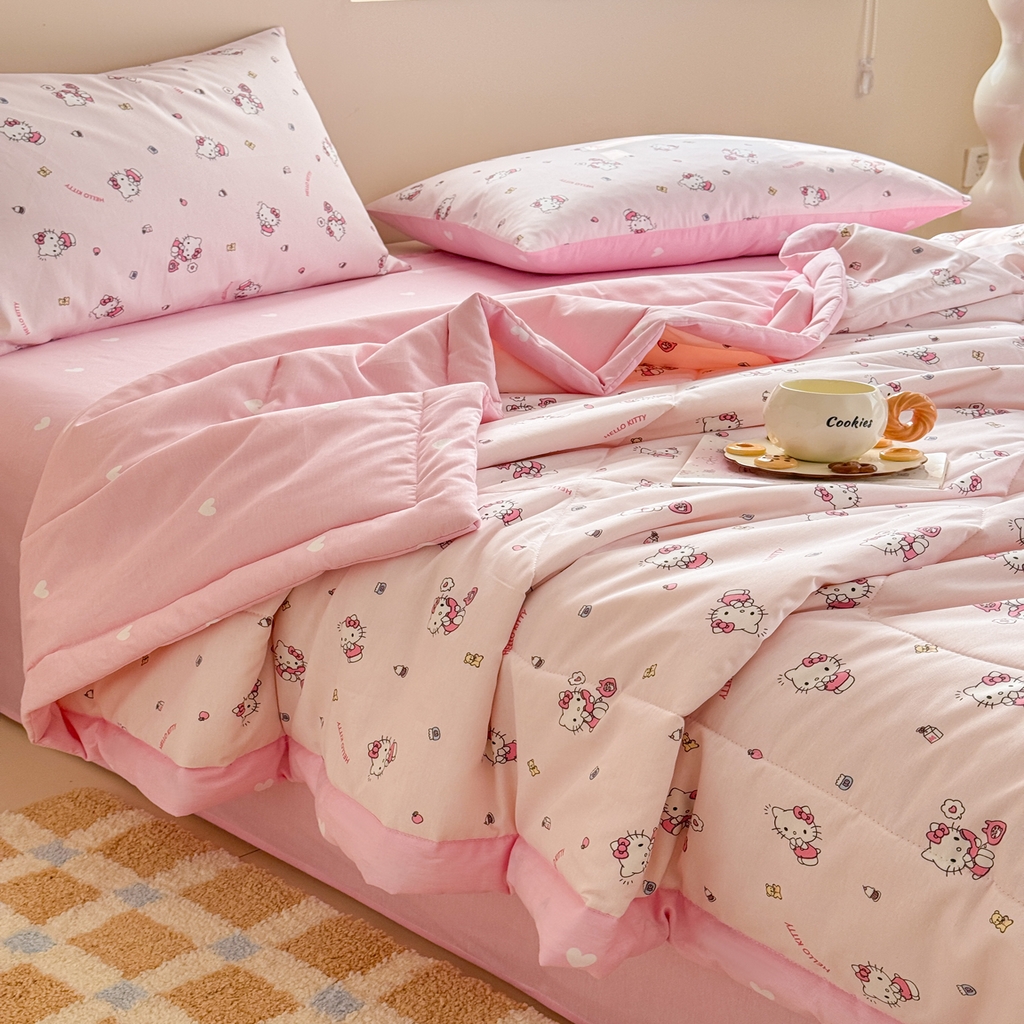 91家纺网 家纺一手货源 找家纺 沐辰 2026春夏新款A类三丽鸥蜡笔小新全棉棉花夏被夏凉被空调被 粉甜日记