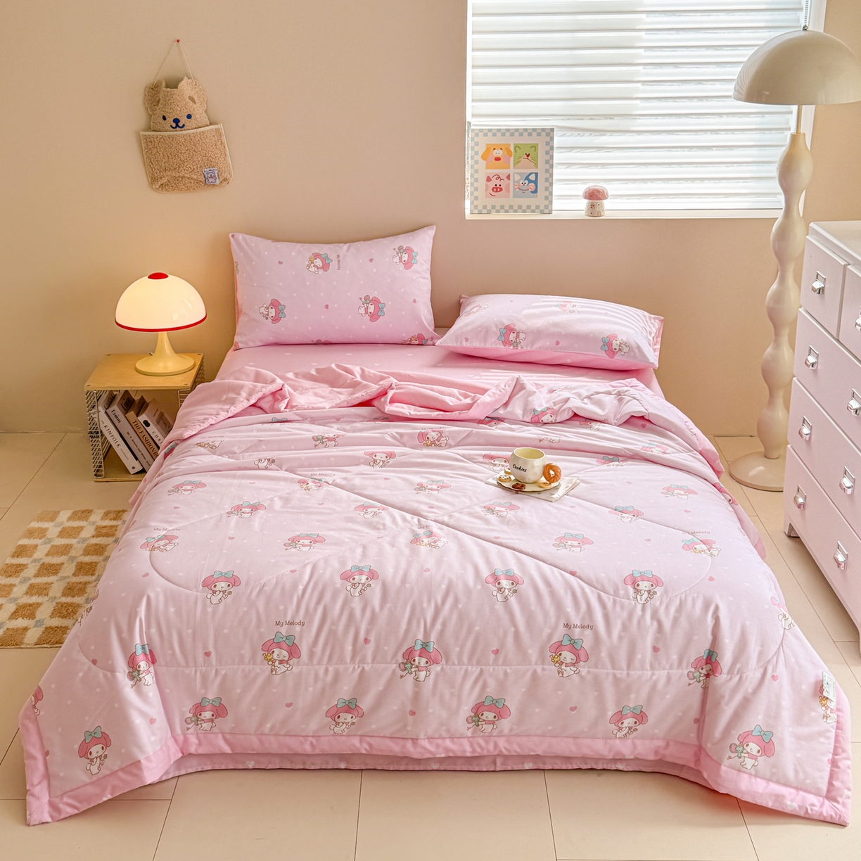 91家纺网 家纺一手货源 找家纺 沐辰 2026春夏新款A类三丽鸥蜡笔小新全棉棉花夏被夏凉被空调被 闪亮美乐蒂