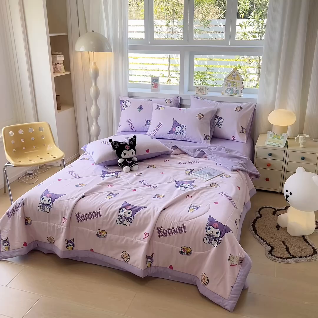 91家纺网 家纺一手货源 找家纺 沐辰 2026春夏新款A类三丽鸥蜡笔小新全棉棉花夏被夏凉被空调被 甜心库洛米