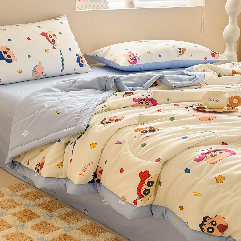 91家纺网 家纺一手货源 找家纺 （总）沐辰 2026春夏新款A类三丽鸥蜡笔小新全棉棉花夏被夏凉被空调被