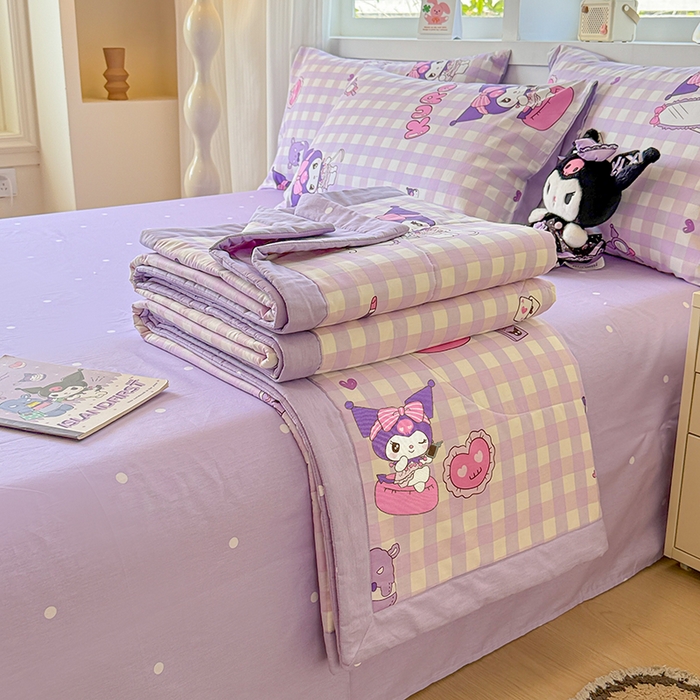 沐辰 2026春夏新款A类三丽鸥蜡笔小新全棉棉花夏被夏凉被空调被 紫格库洛米