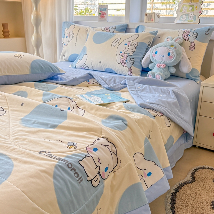 91家纺网 家纺一手货源 找家纺 沐辰 2026春夏新款A类三丽鸥蜡笔小新全棉棉花夏被夏凉被空调被 玉桂狗