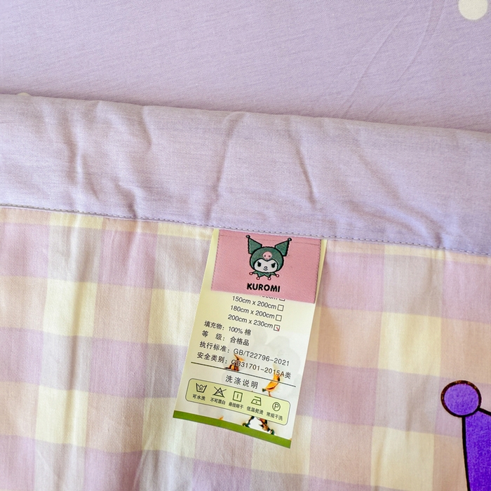 91家纺网 家纺一手货源 找家纺 沐辰 2026春夏新款A类三丽鸥蜡笔小新全棉棉花夏被夏凉被空调被 紫格库洛米