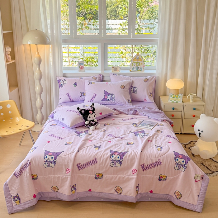 91家纺网 家纺一手货源 找家纺 沐辰 2026春夏新款A类三丽鸥蜡笔小新全棉棉花夏被夏凉被空调被 甜心库洛米