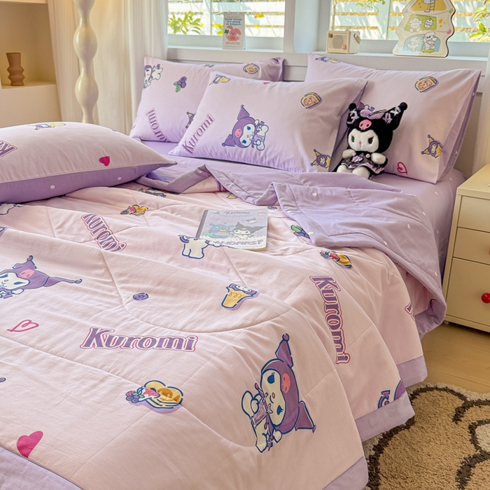 91家纺网 家纺一手货源 找家纺 沐辰 2026春夏新款A类三丽鸥蜡笔小新全棉棉花夏被夏凉被空调被 甜心库洛米