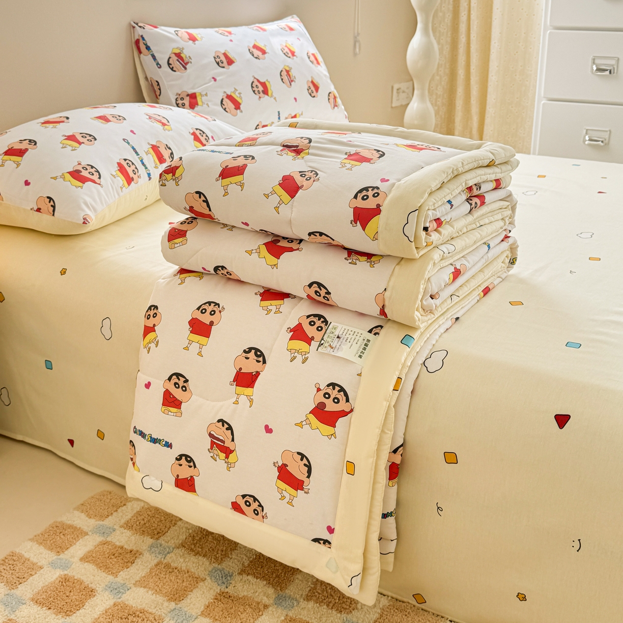 沐辰 2026春夏新款A类三丽鸥蜡笔小新全棉棉花夏被夏凉被空调被 调皮小新