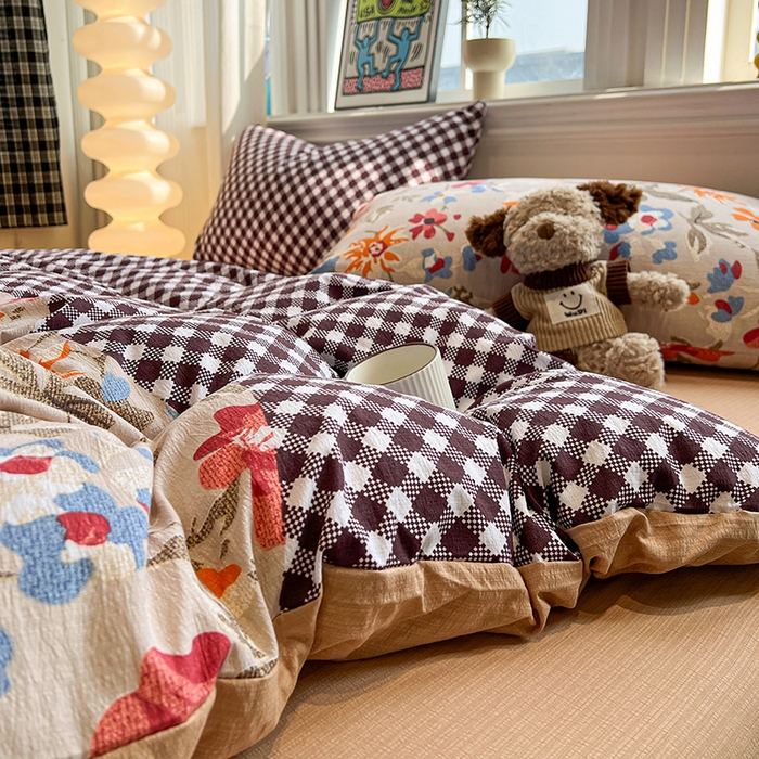 91家纺网 家纺一手货源 找家纺 （总）花伞家居 2026新款印花皱皱双层纱四件套含买家秀-系列二