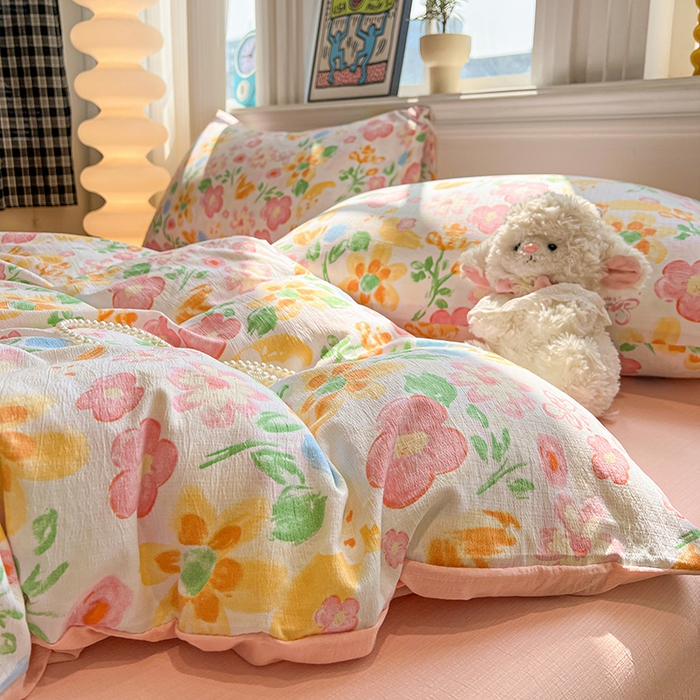 花伞家居 2026新款印花皱皱双层纱四件套含买家秀-系列二 风传花信