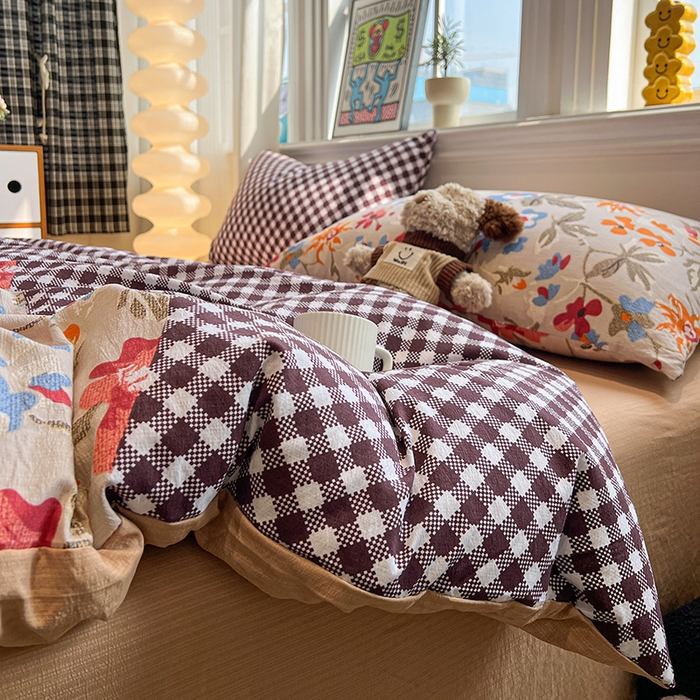 91家纺网 家纺一手货源 找家纺 花伞家居 2026新款印花皱皱双层纱四件套含买家秀-系列二 予美